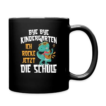 Schulkind 2023 Dino Bye Bye Kindergarten - Tasse einfarbig - Schwarz - Rechts
