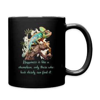 Chameleon-Happiness is like a chameleon, ... Narrow - Full Colour Mug - black - Right