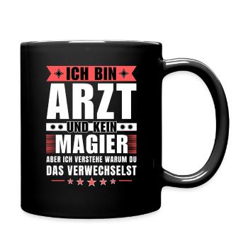 Ich bin Arzt und kein Magier - Tasse einfarbig - Schwarz - Rechts