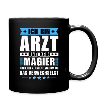 Ich bin Arzt und kein Magier - Tasse einfarbig - Schwarz - Rechts