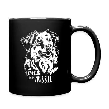 Australian Shepherd loved by an Aussie Wilsigns - Full Colour Mug - black - Right