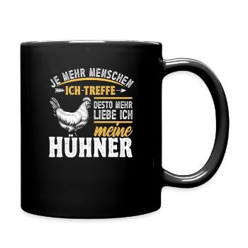 Hühnerbauer Huhn Hühner Gott - Tasse einfarbig - Schwarz - Rechts