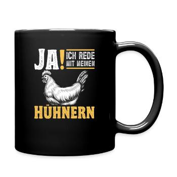 Hühnerbauer Huhn Hühner Gott - Tasse einfarbig - Schwarz - Rechts