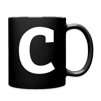 Buchstabe c "c" weiß - Tasse einfarbig - Schwarz - Rechts