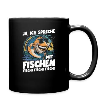 Drôle de pêcheur disant oui, je parle aux poissons - Mug uni - noir - Droite