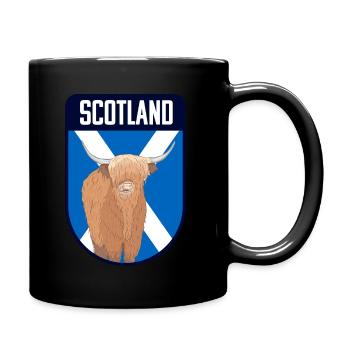 Scotland Flag with Highland Cow - Scotland Travel - Full Colour Mug - black - Right