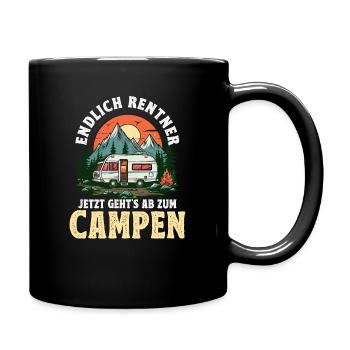 Camping Camper Endlich Rente 2024 Jetzt gehts um - Tasse einfarbig - Schwarz - Rechts