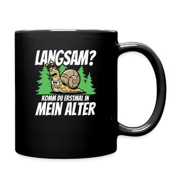 Rennschnecke Spruch Laufteam Jogger Marathon - Tasse einfarbig - Schwarz - Rechts