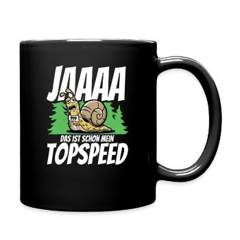 Racing snail saying yes, that's already top speed - Full Colour Mug - black - Right