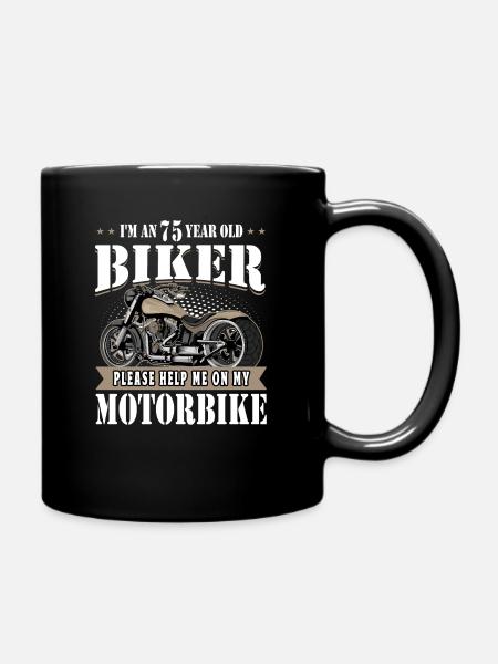 75. Biker Geburtstagsgeschenke Vintage Motorrad - Tasse einfarbig - Schwarz