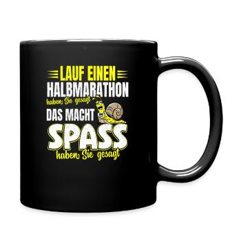 Laufen Joggen Laufshirt Herren Damen Halbmarathon - Tasse einfarbig - Schwarz - Rechts