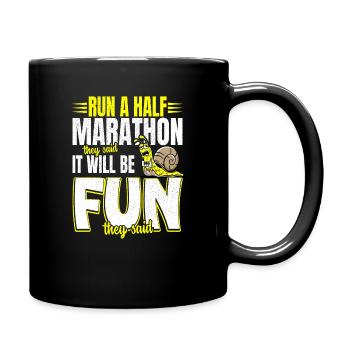 Laufen Joggen Laufshirt Herren Damen Halbmarathon - Tasse einfarbig - Schwarz - Rechts