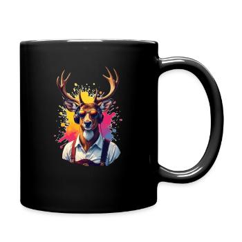 Fest Tracht Hirsch mit Kopfhörer Sonnenbrille - Tasse einfarbig - Schwarz - Rechts