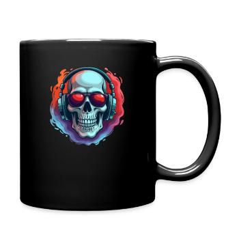 Crâne avec lunettes de soleil et casque en pop - Mug uni - noir - Droite