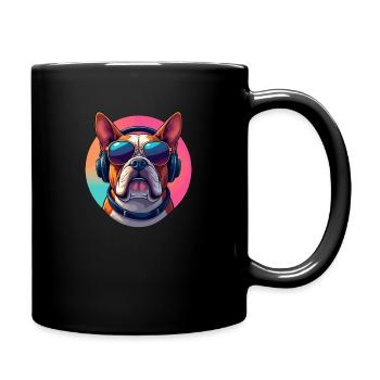 Bouledogue anglais lunettes de soleil casque en pop - Mug uni - noir - Droite