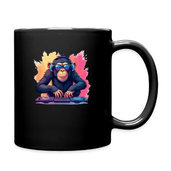 DJ Monkey Design Headphones Sunglasses Music Party - Full Colour Mug - black - Right