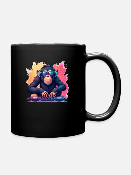 DJ Affe Design Kopfhörer Sonnenbrille Musik Party - Tasse einfarbig - Schwarz
