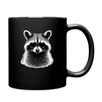 Raccoon with Sunglasses Animal Motif Art - Full Colour Mug - black - Right