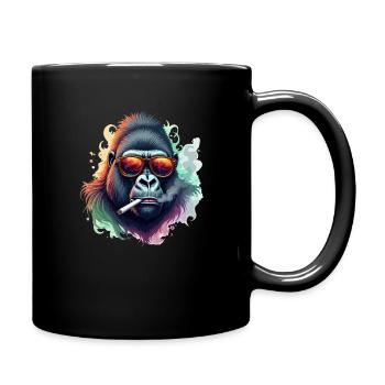 Gorilla mit Sonnenbrille Tier Motiv Kunst Hasen - Tasse einfarbig - Schwarz - Rechts