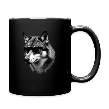 Lunettes de soleil loup motif animal avec imprimé loup - Mug uni - noir - Droite