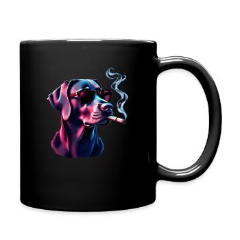 Labrador avec lunettes de soleil motif animal fumant - Mug uni - noir - Droite