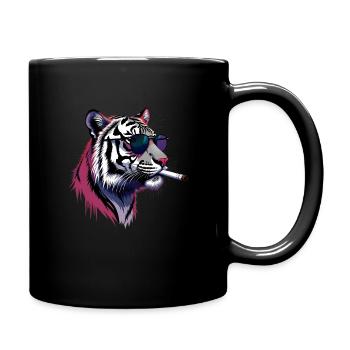 Tiger with Sunglasses Animal Motif Smoking Tiger - Full Colour Mug - black - Right