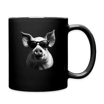 Cochon avec lunettes de soleil motif animal - Mug uni - noir - Droite