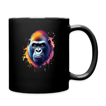 Gorilla Bunte Kunst Kunstwerk Tier Motiv Gorilla - Tasse einfarbig - Schwarz - Rechts