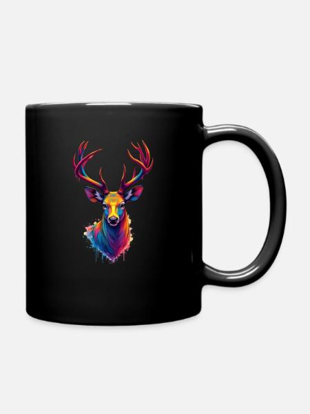cerf coloré art oeuvre motif animal cerf - Mug uni - noir