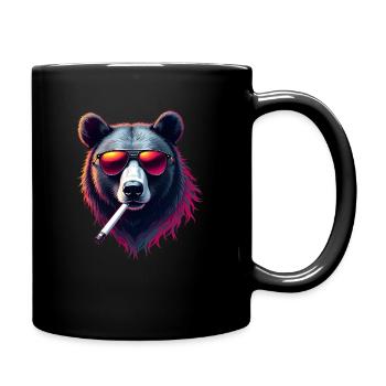 Bear with Sunglasses Animal Motif Smoking Bear - Full Colour Mug - black - Right
