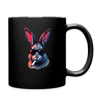Lapin avec des lunettes de soleil motif animal lapins fumants - Mug uni - noir - Droite