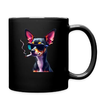 Chihuahua avec lunettes de soleil motif animal fumant - Mug uni - noir - Droite