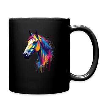 Pferd Bunte Kunst Kunstwerk Tier Motiv Pferde - Tasse einfarbig - Schwarz - Rechts