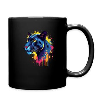 Jaguar Bunte Kunst Kunstwerk Tier Motiv Jaguar - Tasse einfarbig - Schwarz - Rechts