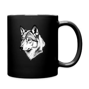 Wolf Black White Outfit Animal Motif Art Wolf - Full Colour Mug - black - Right