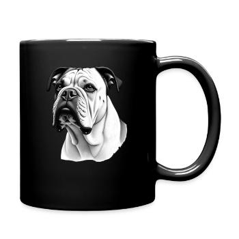 Bulldog Black White Outfit Animal Motif Art - Full Colour Mug - black - Right