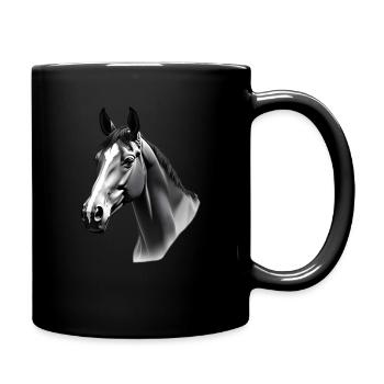 Horse Black White Outfit Animal Motif Art Horses - Full Colour Mug - black - Right