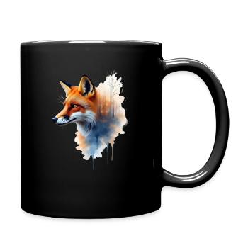 renard art oeuvre aquarelle forêt renard - Mug uni - noir - Droite