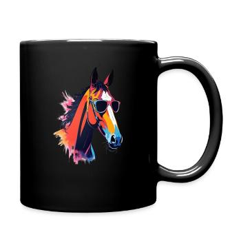 Pferd Kunst Kunstwerk Pop Art Pferde - Tasse einfarbig - Schwarz - Rechts