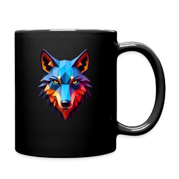 Wolf Polygon Wölfe Tier Motiv Kunst Wolfs - Tasse einfarbig - Schwarz - Rechts