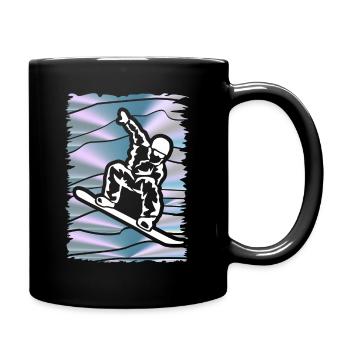 abstraktes Motiv Snowboard Wintersport - Tasse einfarbig - Schwarz - Rechts