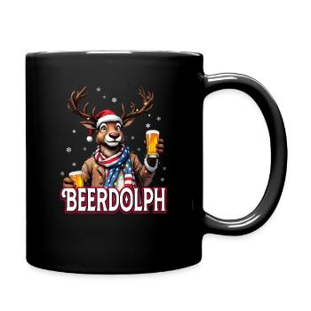 Weihnachten Bier Rudolf das Rentier lustiges Ugly - Tasse einfarbig - Schwarz - Rechts