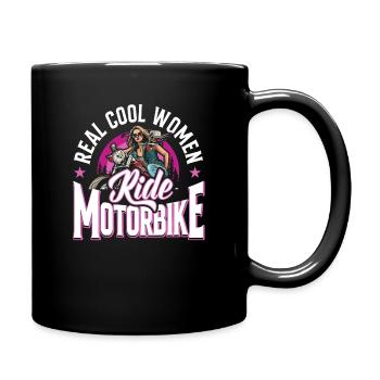 Real Cool Woman ride Motorbike Biker - Full Colour Mug - black - Right