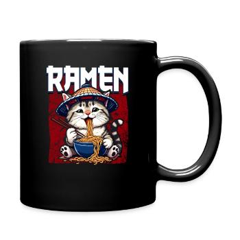 Anime Manga Otaku Japan Noodle Ramen Cat - Full Colour Mug - black - Right