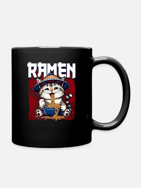 Anime Manga Otaku Japan Nudel Ramen Katze - Tasse einfarbig - Schwarz