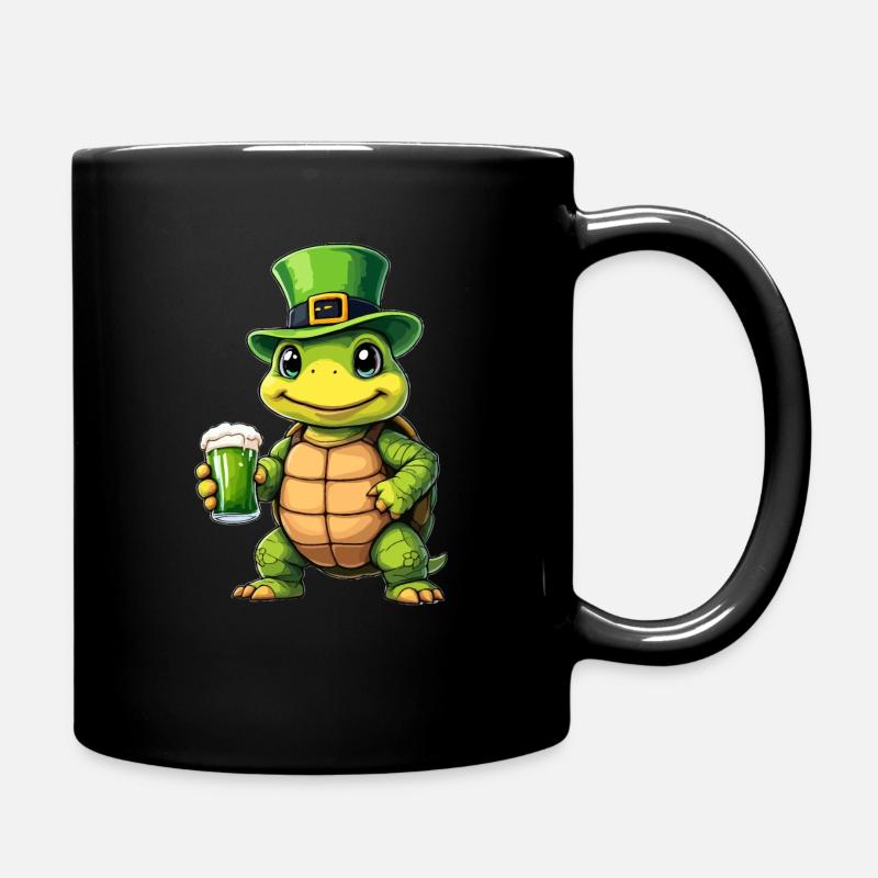 Schildkröte St. Patricks Day Bier Outfit Hunde - Tasse einfarbig - Schwarz