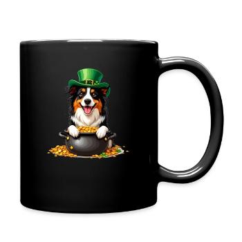 Border Collie St. Patricks Day Outfit Hunde - Tasse einfarbig - Schwarz - Rechts