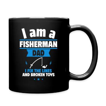Angler-Papa,Vatertagsgeschenk - Tasse einfarbig - Schwarz - Rechts