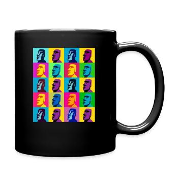 Moai Pop Art Grid Island in Moai Silhouette - Full Colour Mug - black - Right