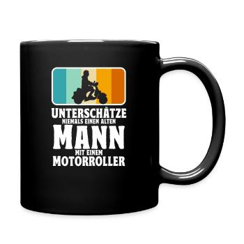 Rollerfahrer Geschenke Motorroller Scooter - Tasse einfarbig - Schwarz - Rechts